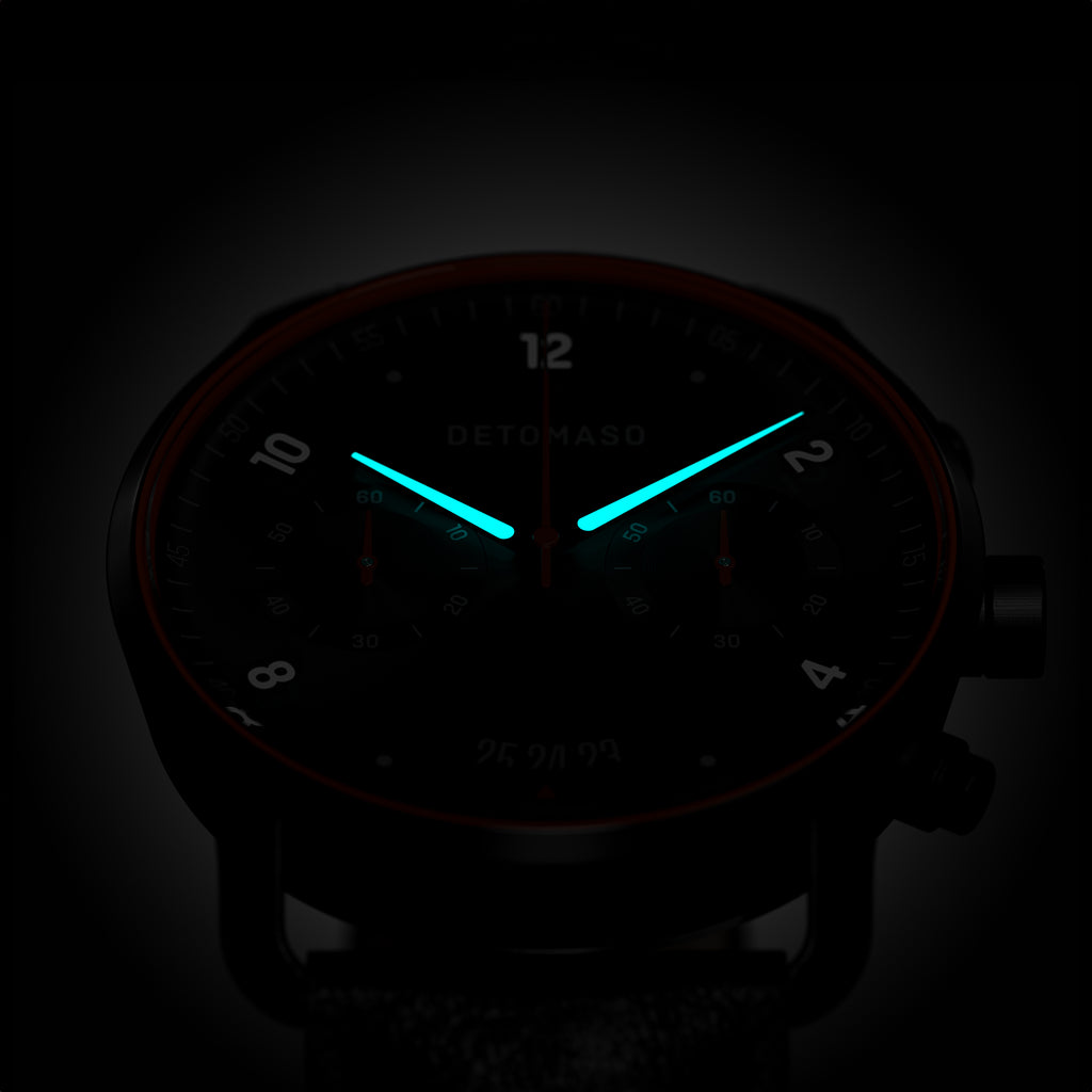 SORPASSO CHRONOGRAPH VELOCITÀ BLACK ORANGE - Leather Black Classic - Detomaso Watches