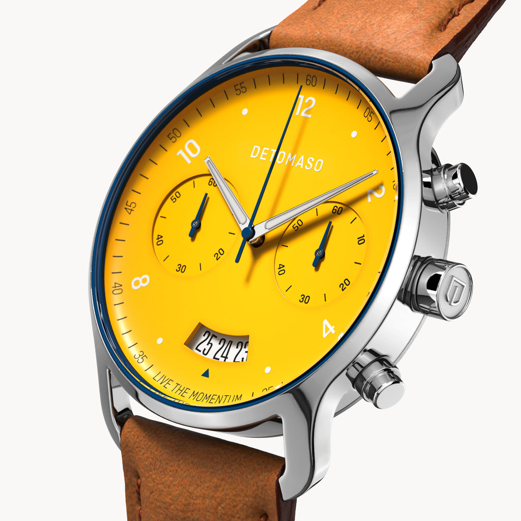 SORPASSO CHRONOGRAPH GIALLO - Leather Brown Classic - Detomaso Watches