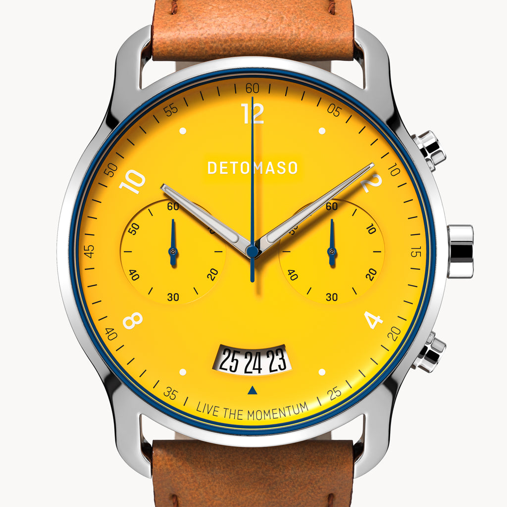 SORPASSO CHRONOGRAPH GIALLO - Leather Brown Classic - Detomaso Watches