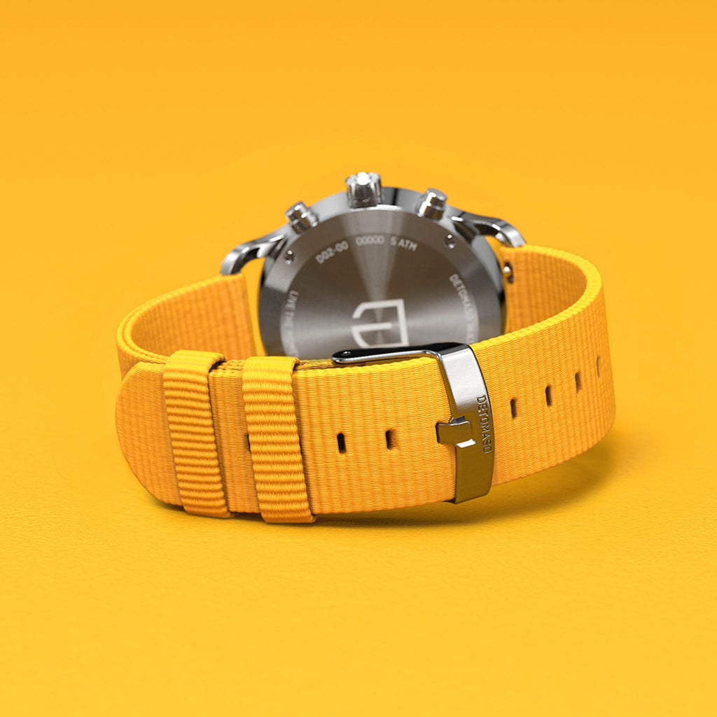 SORPASSO CHRONOGRAPH GIALLO - Ocean Plastic Yellow Woven - Detomaso Watches