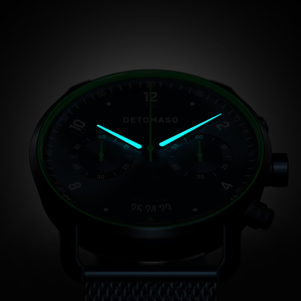SORPASSO CHRONOGRAPH VELOCITÀ BLUE GREEN - Mesh Dark blue Brushed - Detomaso Watches