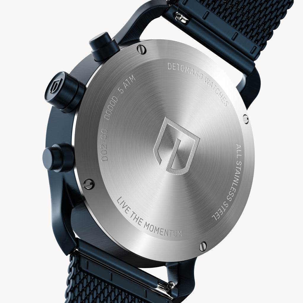 SORPASSO CHRONOGRAPH VELOCITÀ BLUE GREEN - Mesh Dark blue Brushed - Detomaso Watches