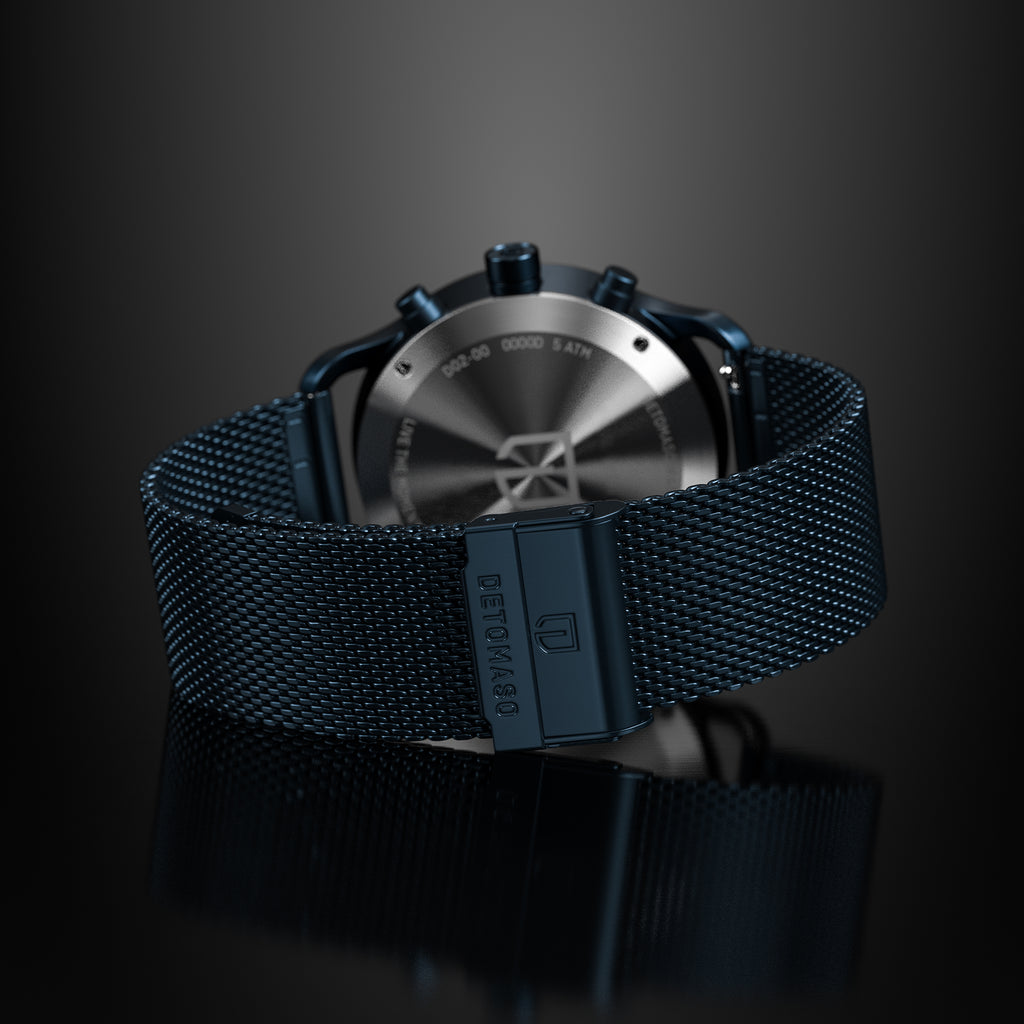 SORPASSO CHRONOGRAPH VELOCITÀ BLUE GREEN - Mesh Dark blue Brushed - Detomaso Watches