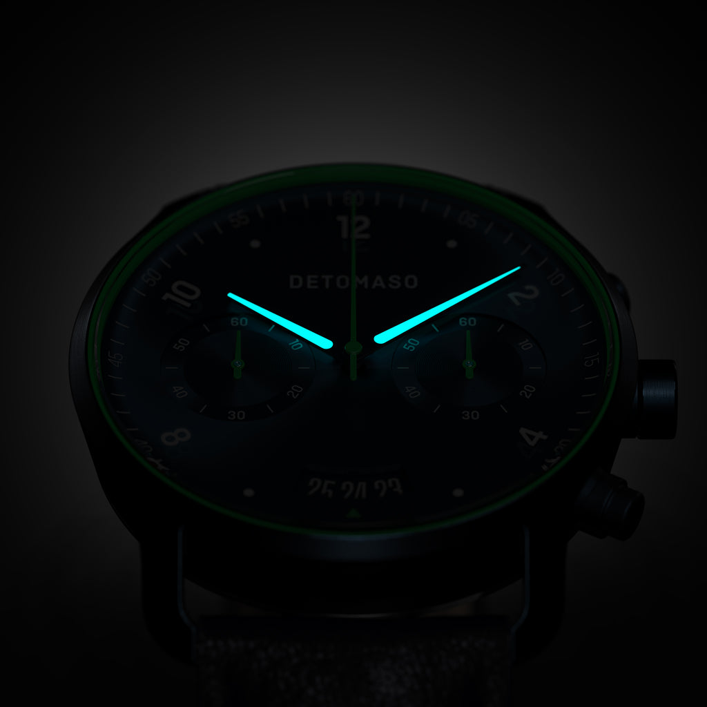 SORPASSO CHRONOGRAPH VELOCITÀ BLUE GREEN - Leather Dark blue Classic - Detomaso Watches