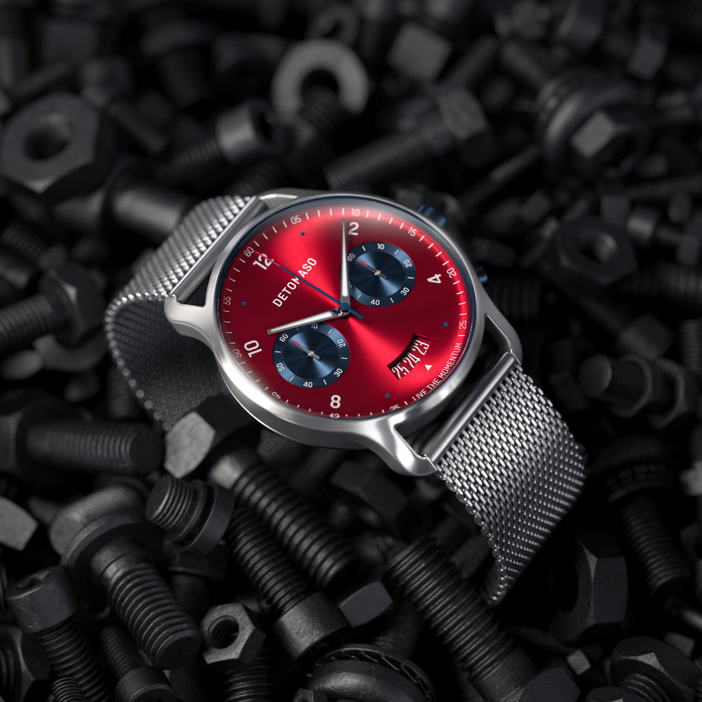 SORPASSO CHRONOGRAPH MACCHINA SILVER - Mesh Silver Brushed - Detomaso Watches