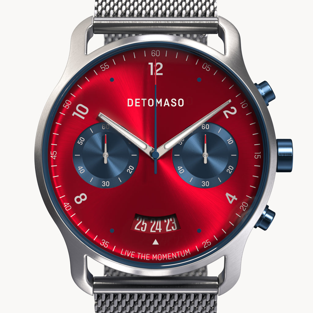 SORPASSO CHRONOGRAPH MACCHINA SILVER - Mesh Silver Brushed - Detomaso Watches