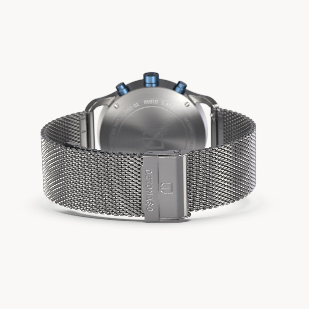 SORPASSO CHRONOGRAPH MACCHINA SILVER - Mesh Silver Brushed - Detomaso Watches