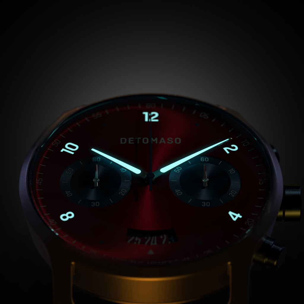 SORPASSO CHRONOGRAPH MACCHINA SILVER - Leather Blue Red Classic - Detomaso Watches