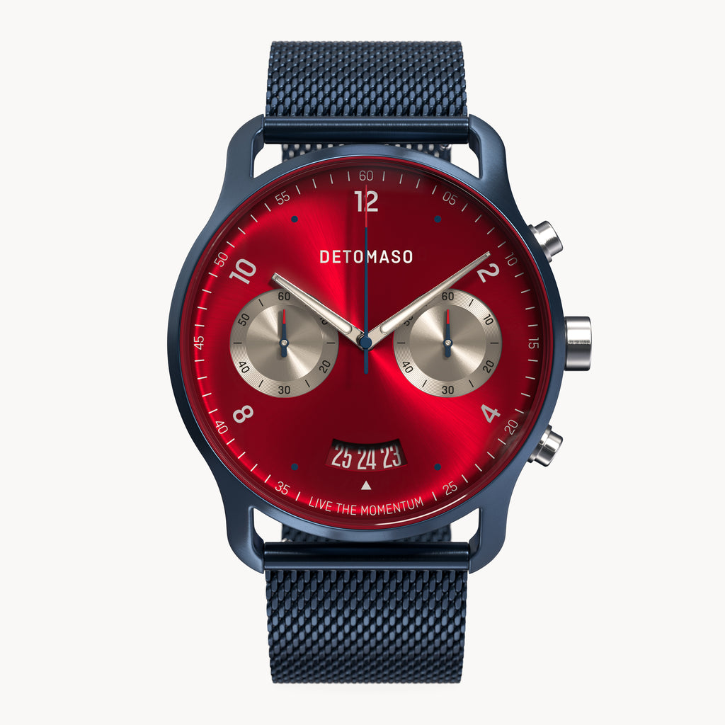 SORPASSO CHRONOGRAPH MACCHINA BLUE - Mesh Dark blue Brushed - Detomaso Watches