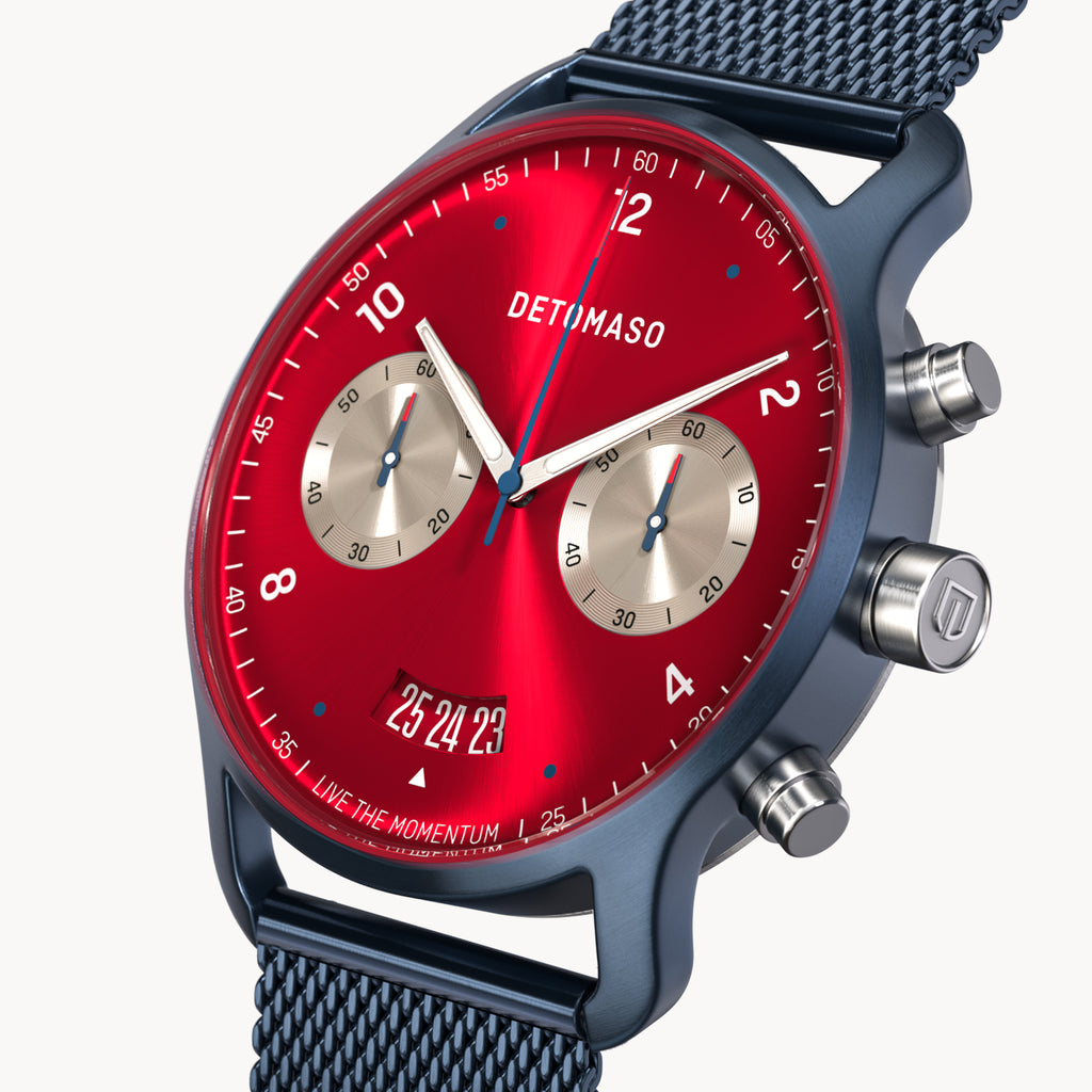 SORPASSO CHRONOGRAPH MACCHINA BLUE - Mesh Dark blue Brushed - Detomaso Watches