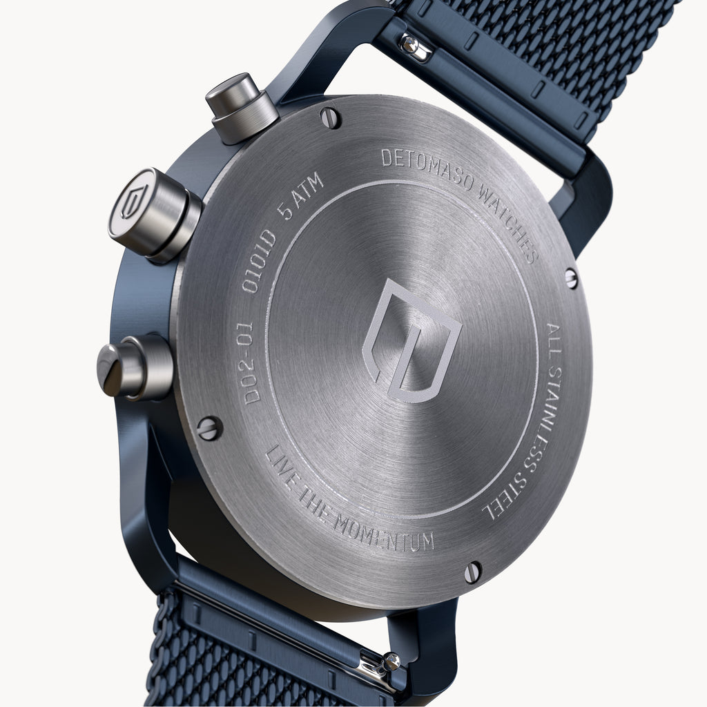 SORPASSO CHRONOGRAPH MACCHINA BLUE - Mesh Dark blue Brushed - Detomaso Watches