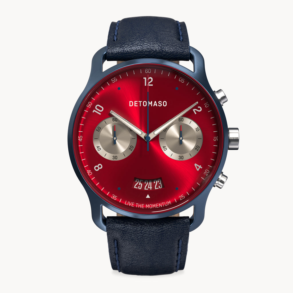 SORPASSO CHRONOGRAPH MACCHINA BLUE - Leather Dark blue Classic - Detomaso Watches