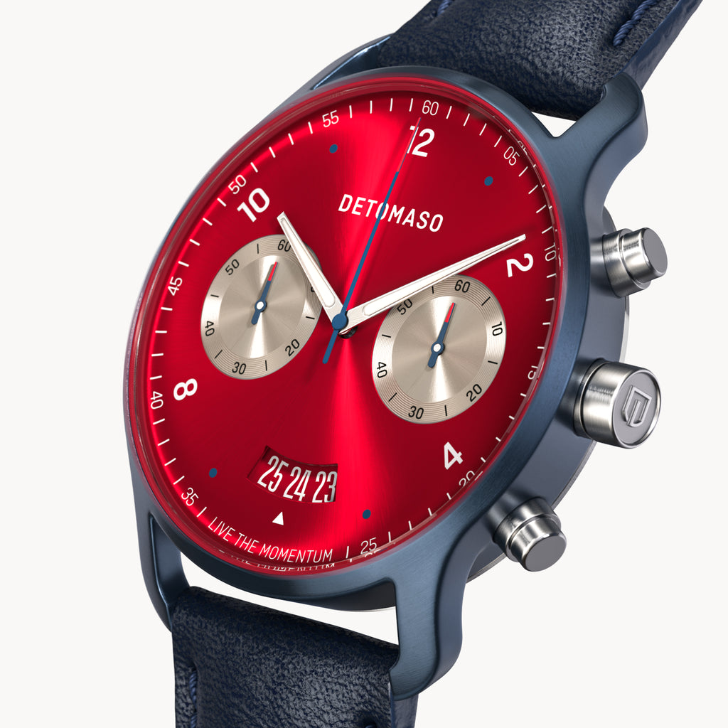 SORPASSO CHRONOGRAPH MACCHINA BLUE - Leather Dark blue Classic - Detomaso Watches