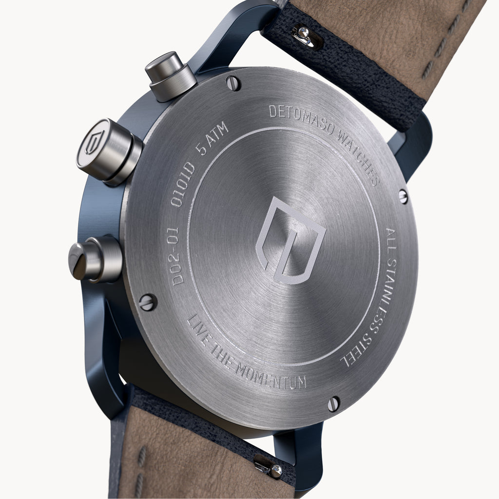 SORPASSO CHRONOGRAPH MACCHINA BLUE - Leather Dark blue Classic - Detomaso Watches