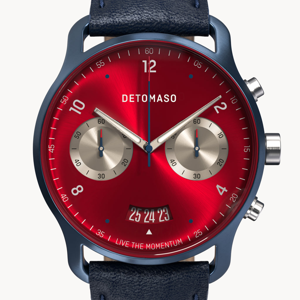 SORPASSO CHRONOGRAPH MACCHINA BLUE - Leather Dark blue Classic - Detomaso Watches