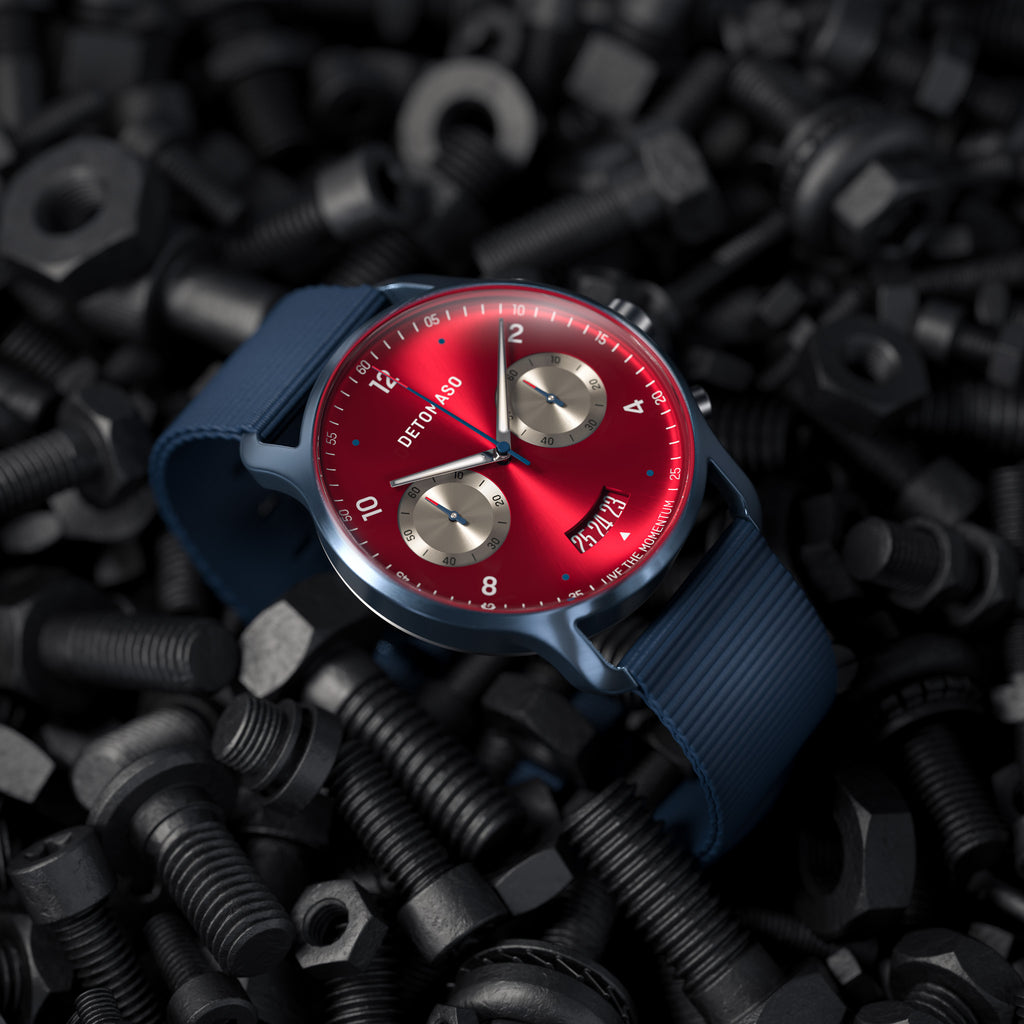 SORPASSO CHRONOGRAPH MACCHINA BLUE - Ocean Plastic Dark blue Woven - Detomaso Watches