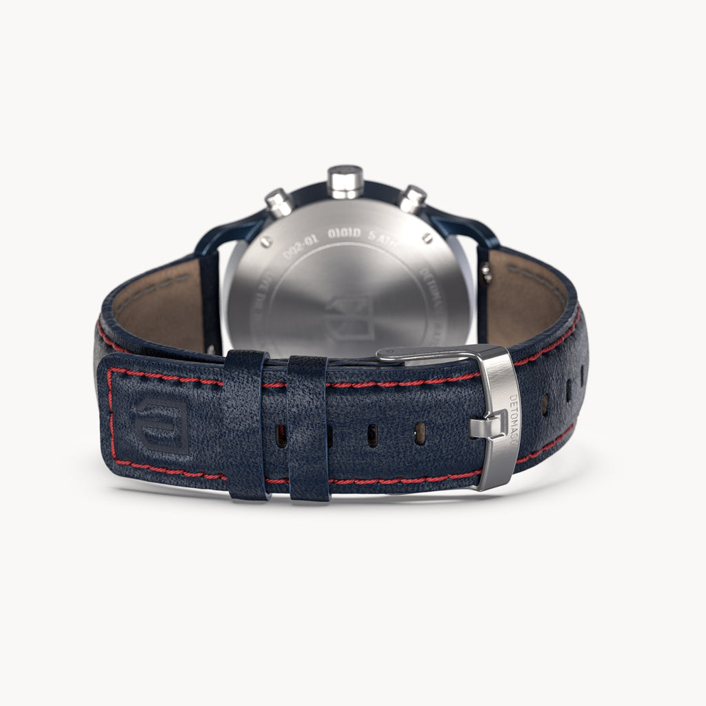 SORPASSO CHRONOGRAPH MACCHINA BLUE - Leather Blue Red Classic - Detomaso Watches
