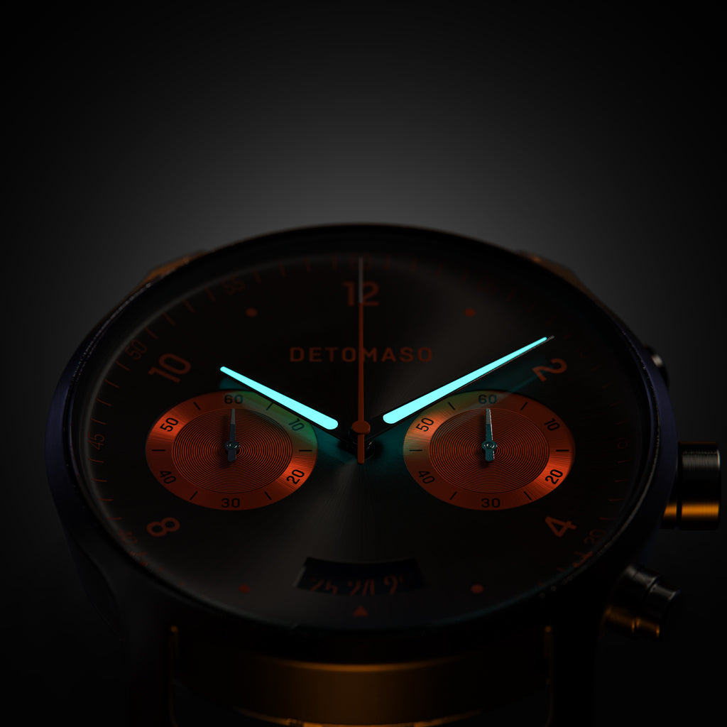 SORPASSO CHRONOGRAPH GRAY ORANGE - Leather Black Classic - Detomaso Watches
