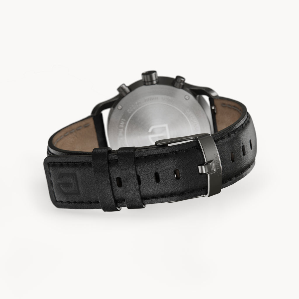 SORPASSO CHRONOGRAPH GRAY ORANGE - Leather Black Classic - Detomaso Watches