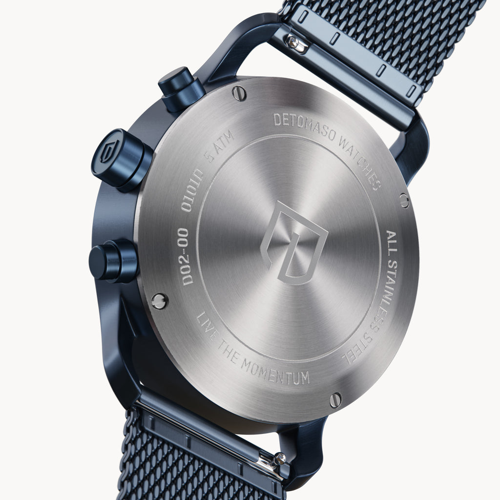 SORPASSO CHRONOGRAPH GIALLO BLU  - Mesh Dark blue Brushed - Detomaso Watches