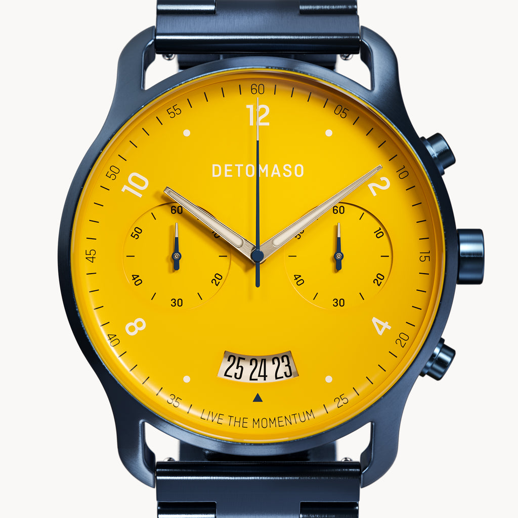 SORPASSO CHRONOGRAPH GIALLO BLU  - Stainless steel Dark blue Brushed - Detomaso Watches