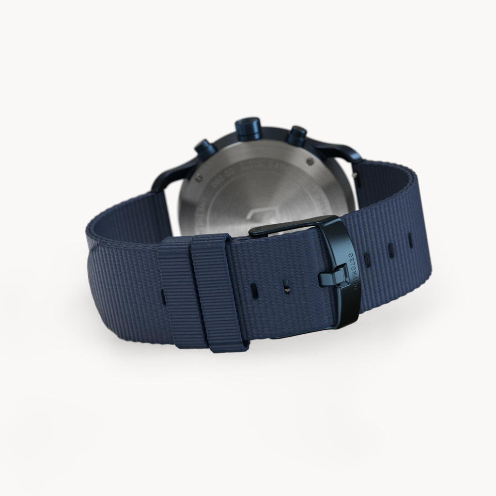 SORPASSO CHRONOGRAPH GIALLO BLU  - Ocean Plastic Dark blue Woven - Detomaso Watches