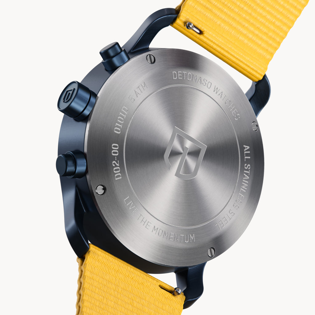 SORPASSO CHRONOGRAPH GIALLO BLU  - Ocean Plastic Yellow Woven - Detomaso Watches