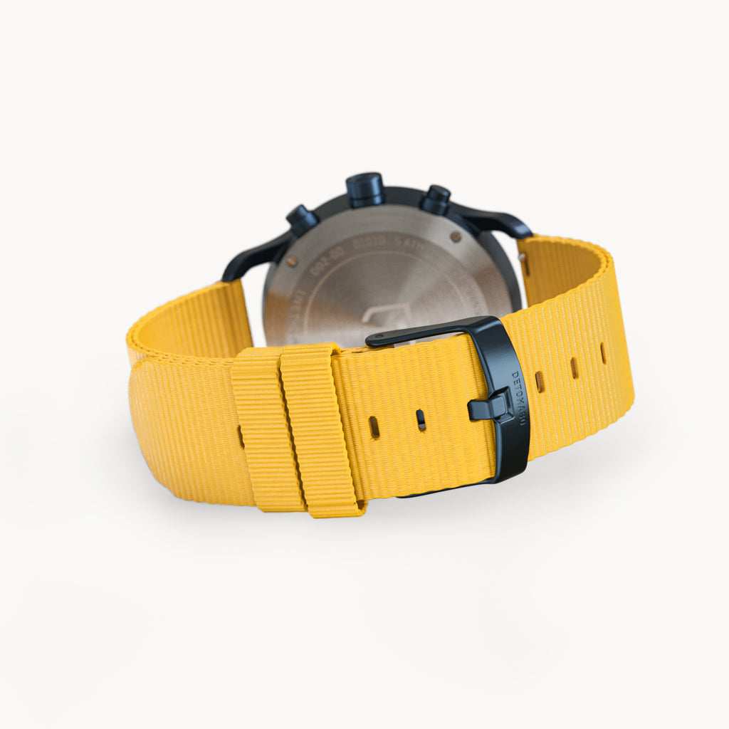 SORPASSO CHRONOGRAPH GIALLO BLU  - Ocean Plastic Yellow Woven - Detomaso Watches