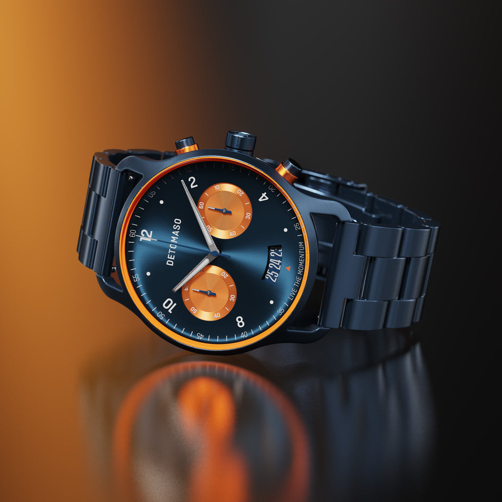 SORPASSO CHRONOGRAPH VELOCITÀ DUE  - Stainless steel Dark blue Brushed - Detomaso Watches