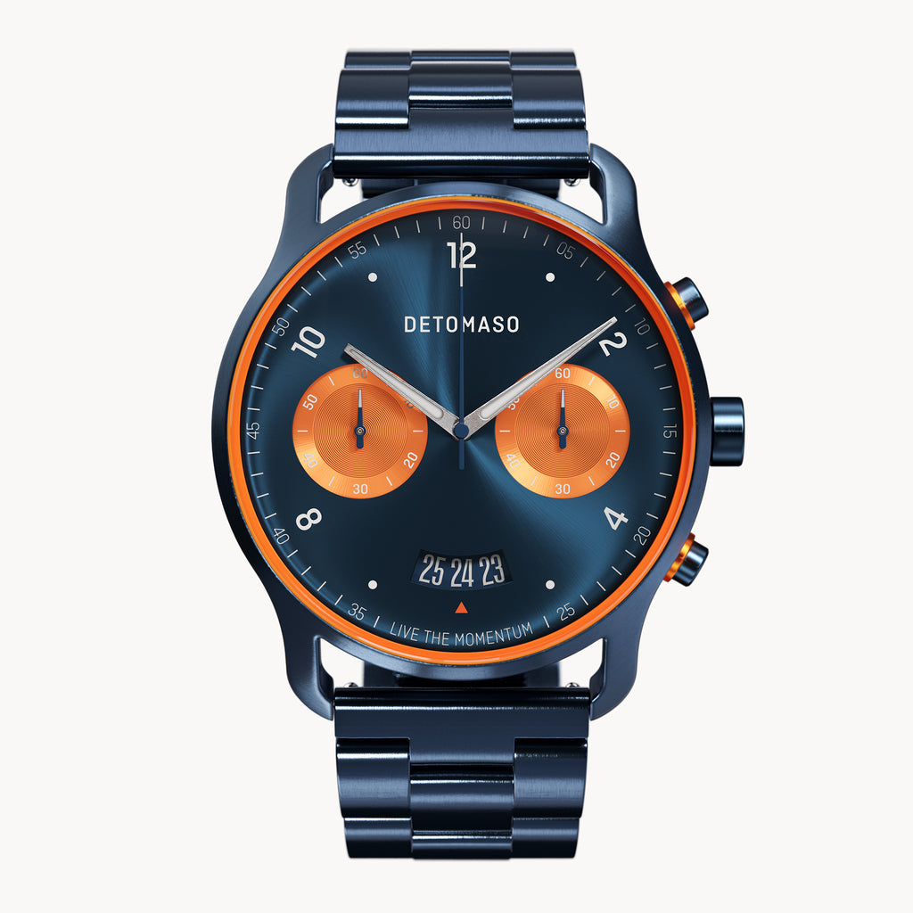 SORPASSO CHRONOGRAPH VELOCITÀ DUE  - Stainless steel Dark blue Brushed - Detomaso Watches