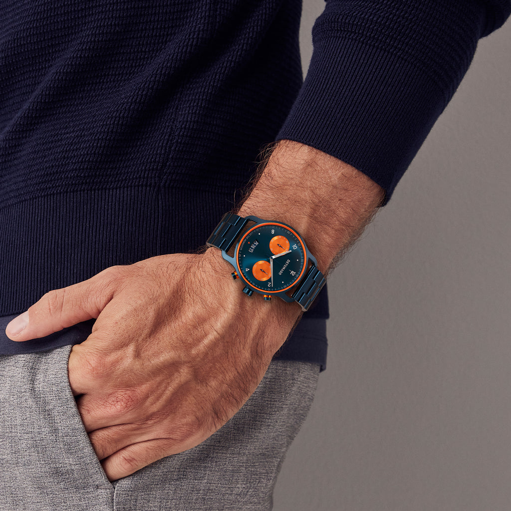 SORPASSO CHRONOGRAPH VELOCITÀ DUE  - Stainless steel Dark blue Brushed - Detomaso Watches