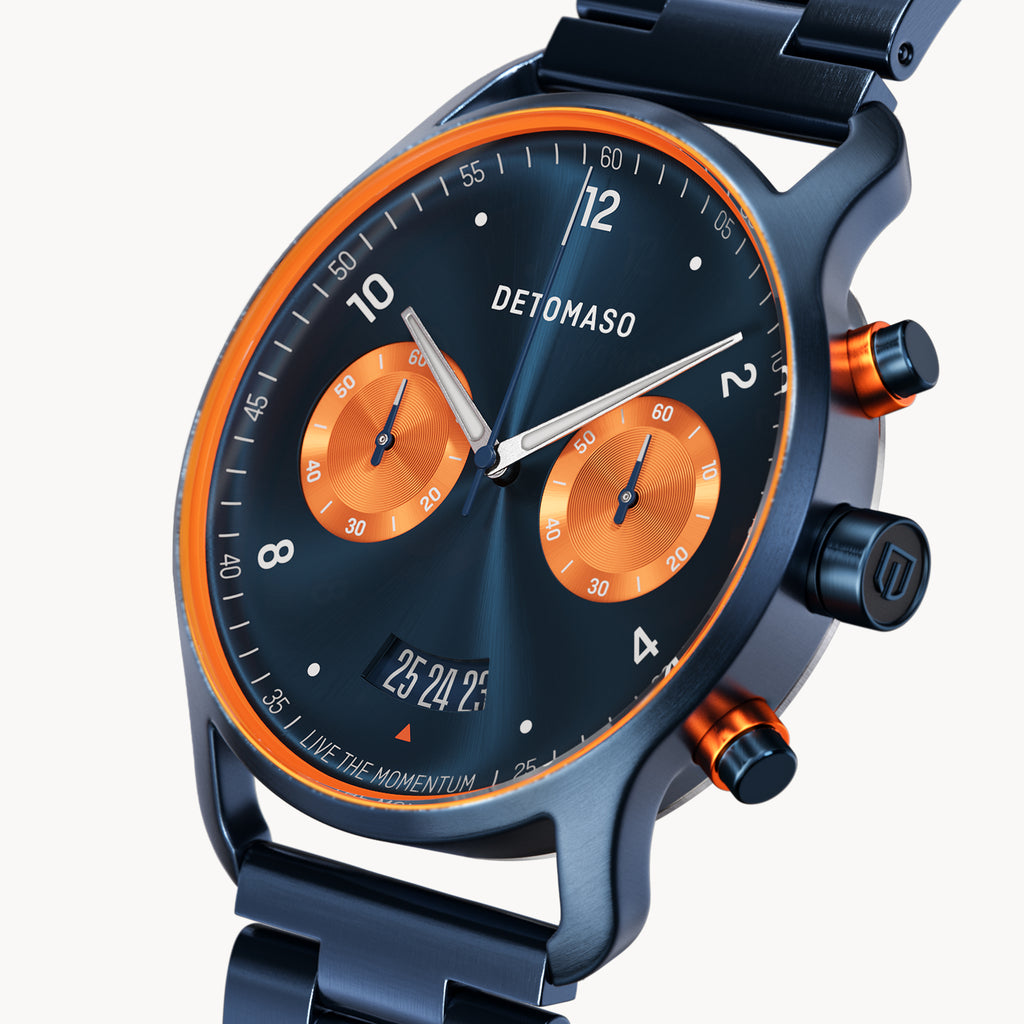 SORPASSO CHRONOGRAPH VELOCITÀ DUE  - Stainless steel Dark blue Brushed - Detomaso Watches