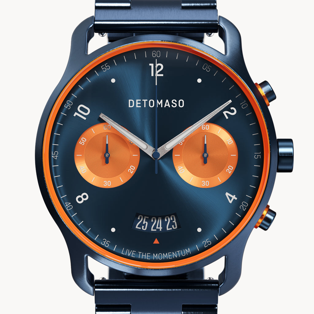 SORPASSO CHRONOGRAPH VELOCITÀ DUE  - Stainless steel Dark blue Brushed - Detomaso Watches