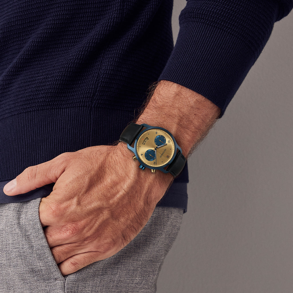 SORPASSO CHRONOGRAPH ORO BLU - Leather Dark blue Classic - Detomaso Watches