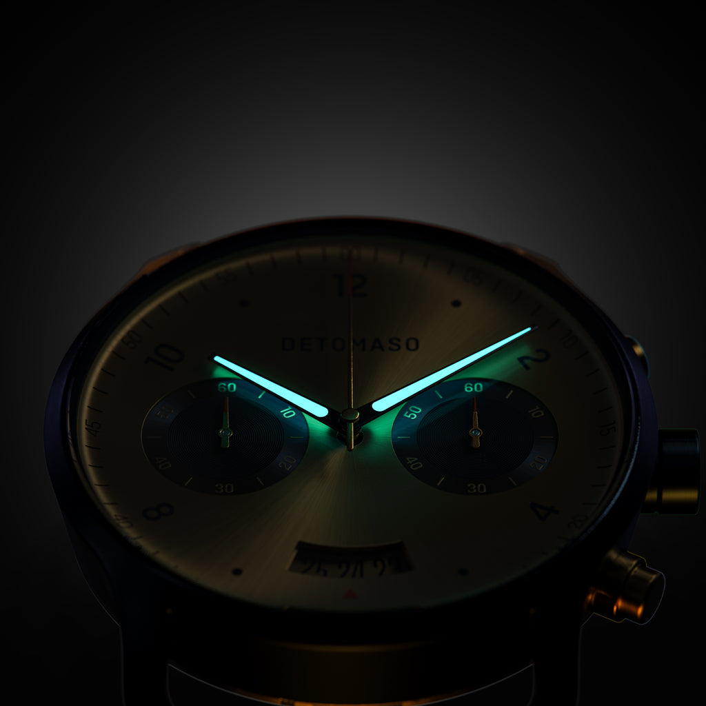 SORPASSO CHRONOGRAPH ORO BLU - Leather Dark blue Classic - Detomaso Watches