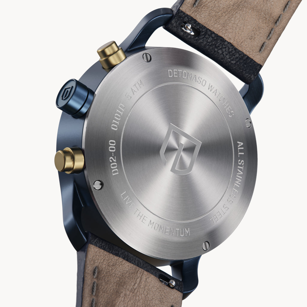 SORPASSO CHRONOGRAPH ORO BLU - Leather Dark blue Classic - Detomaso Watches