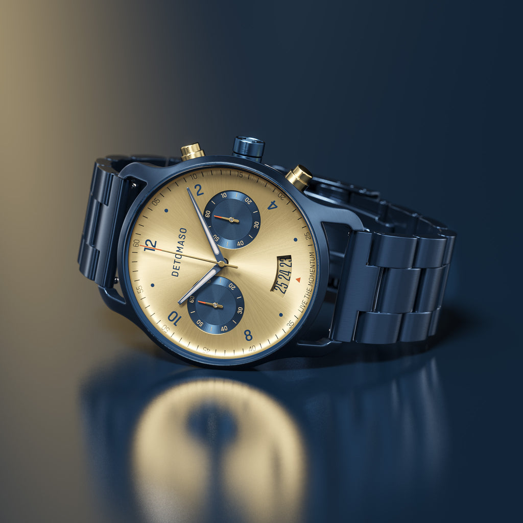 SORPASSO CHRONOGRAPH ORO BLU - Stainless steel Dark blue Brushed - Detomaso Watches
