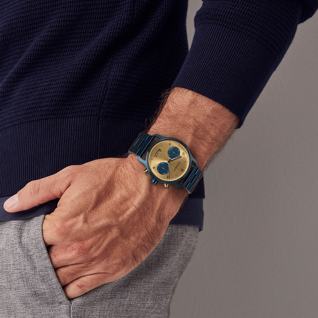 SORPASSO CHRONOGRAPH ORO BLU - Stainless steel Dark blue Brushed - Detomaso Watches