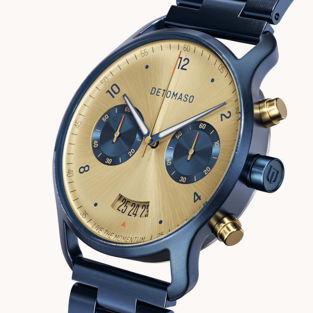 SORPASSO CHRONOGRAPH ORO BLU - Stainless steel Dark blue Brushed - Detomaso Watches