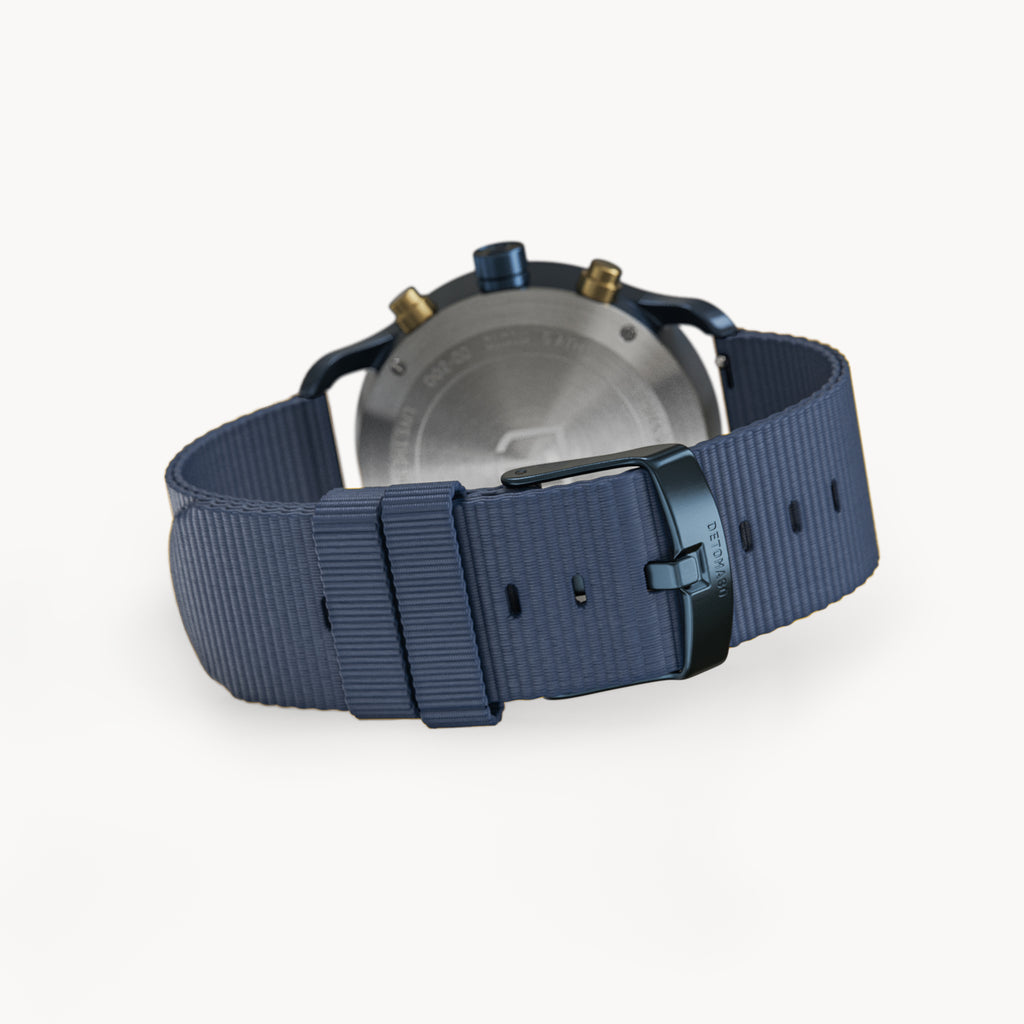 SORPASSO CHRONOGRAPH ORO BLU - Ocean Plastic Dark blue Woven - Detomaso Watches