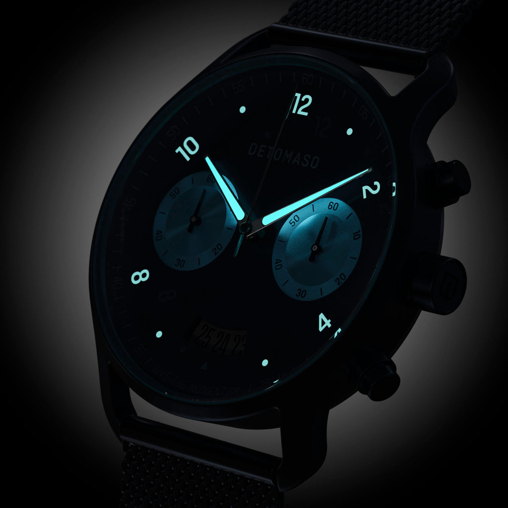 SORPASSO CHRONO BLUE ICE - Mesh Dark blue Brushed - Detomaso Watches