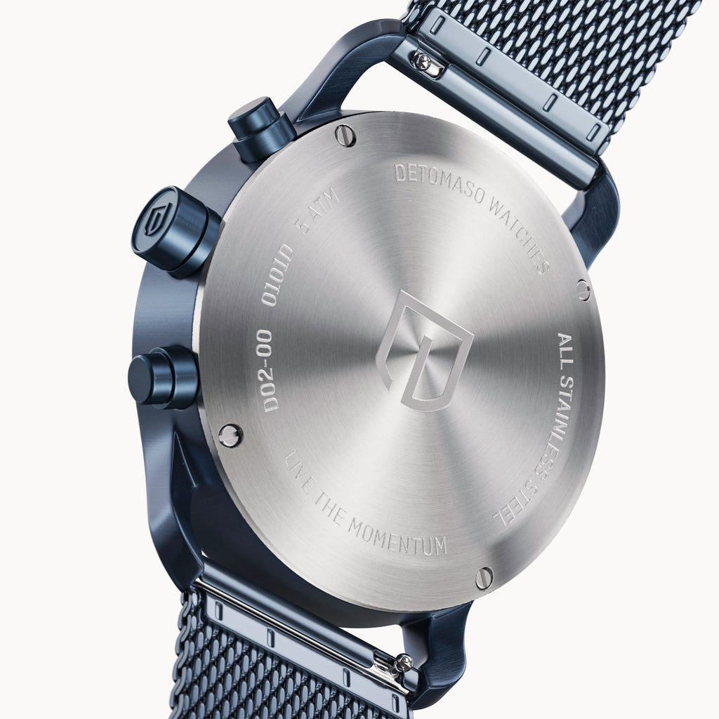 SORPASSO CHRONO BLUE ICE - Mesh Dark blue Brushed - Detomaso Watches