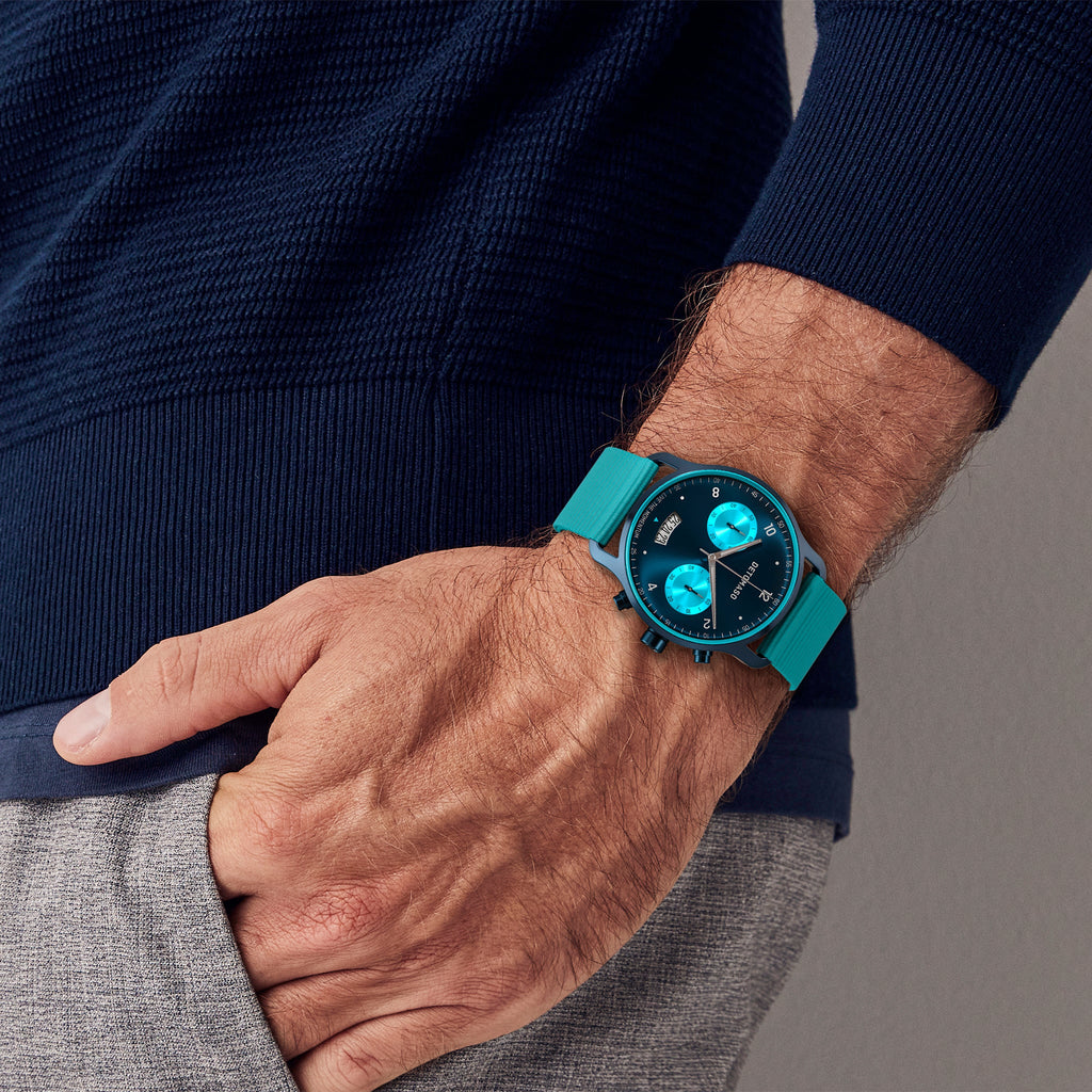 SORPASSO CHRONO BLUE ICE - Ocean Plastic Turquoise Woven - Detomaso Watches