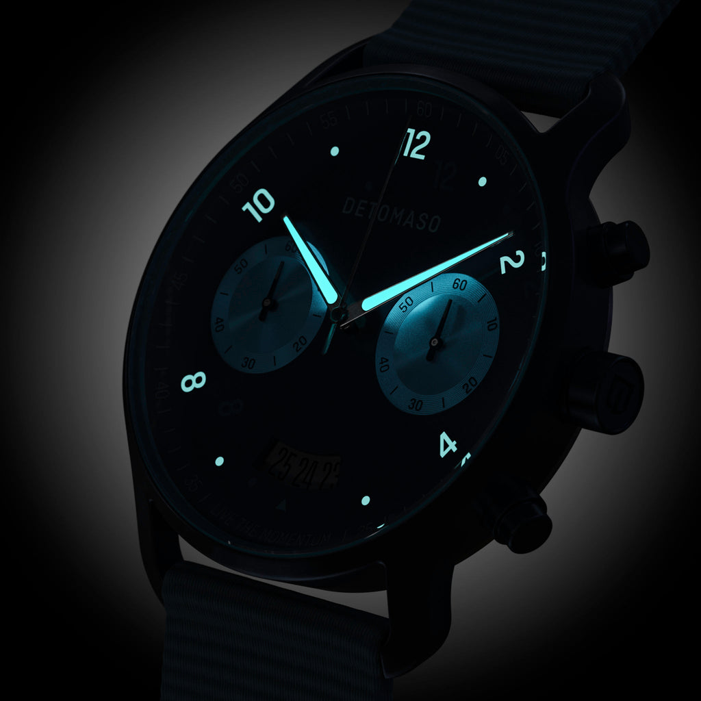 SORPASSO CHRONO BLUE ICE - Ocean Plastic Turquoise Woven - Detomaso Watches