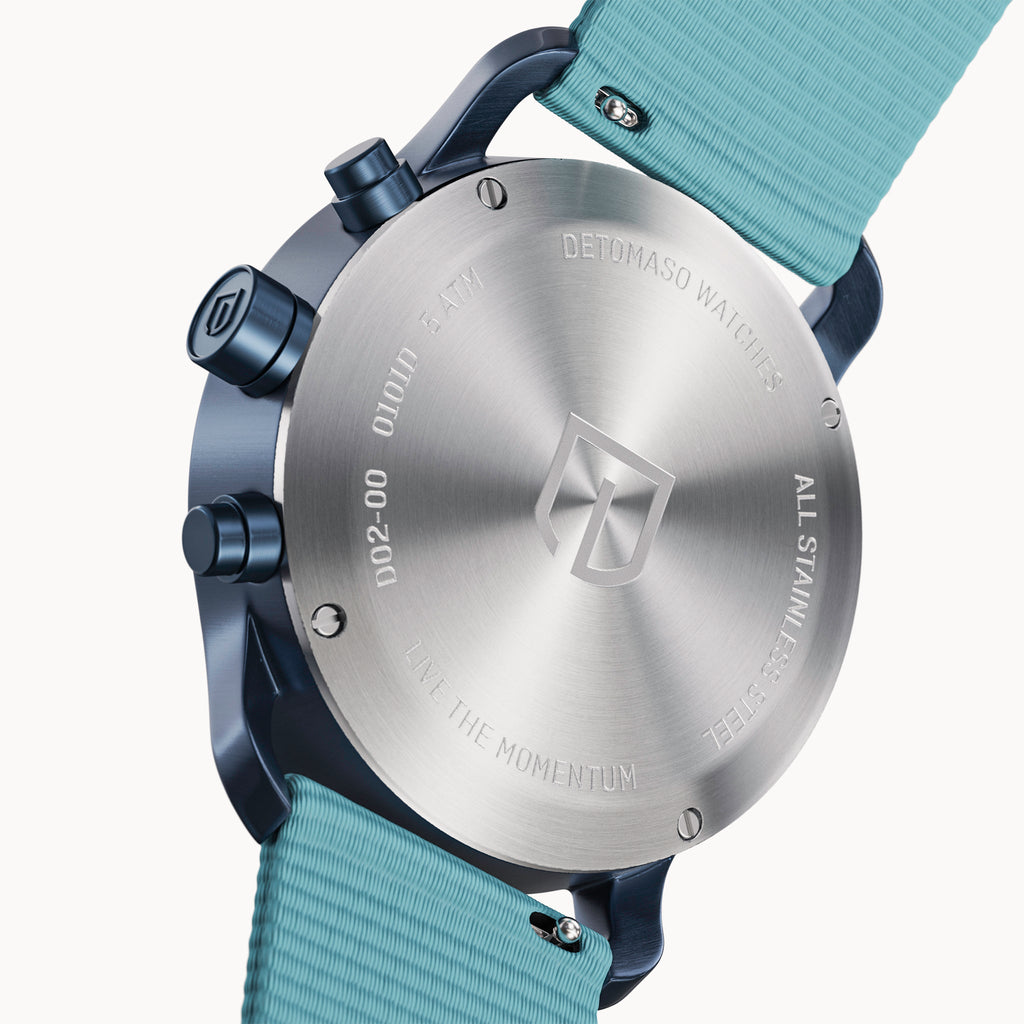 SORPASSO CHRONO BLUE ICE - Ocean Plastic Turquoise Woven - Detomaso Watches