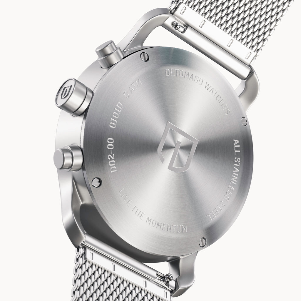 SORPASSO CHRONO MATTE GREEN - Mesh Silver Matte - Detomaso Watches