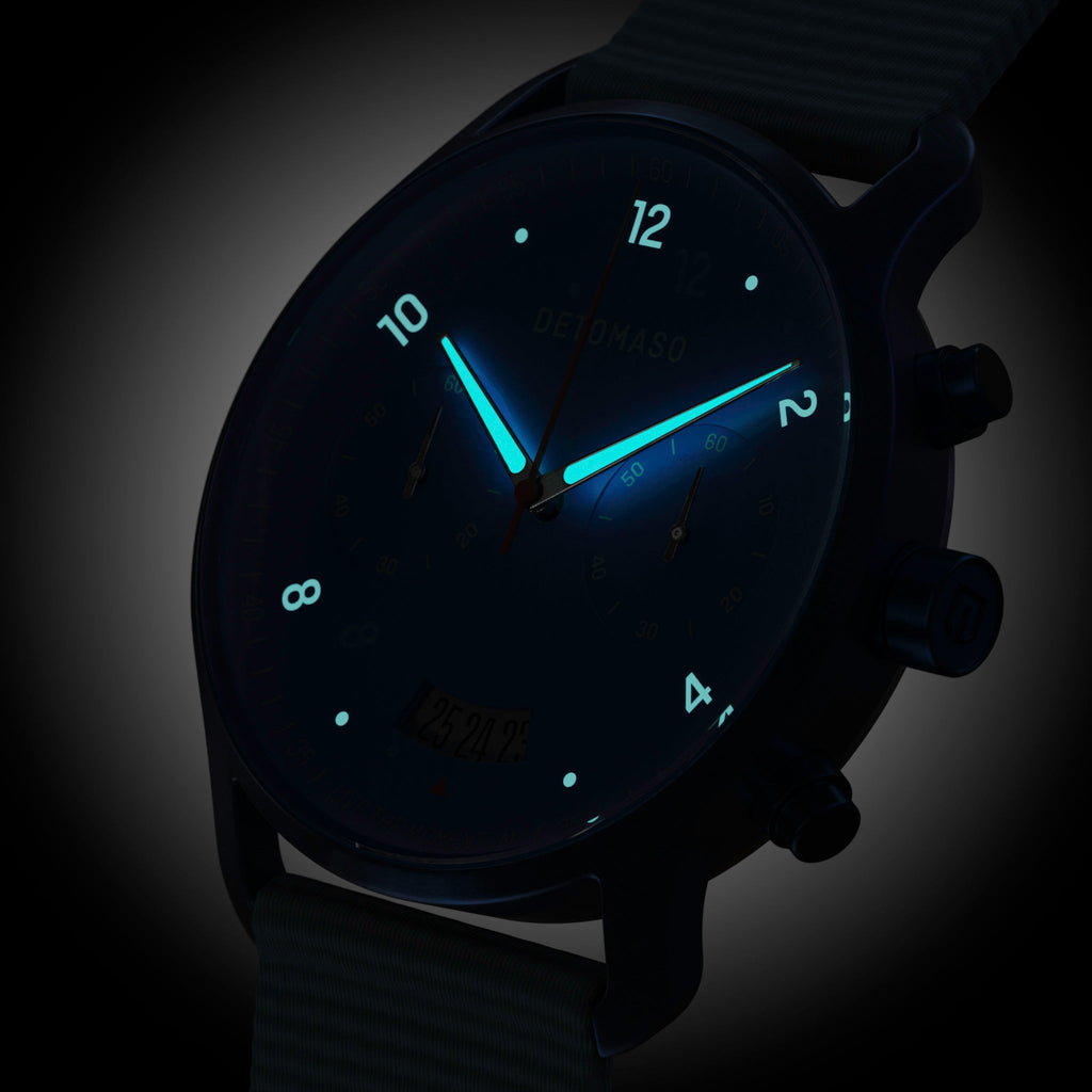 SORPASSO CHRONO MATTE BLUE - Ocean Plastic Turquoise Woven - Detomaso Watches