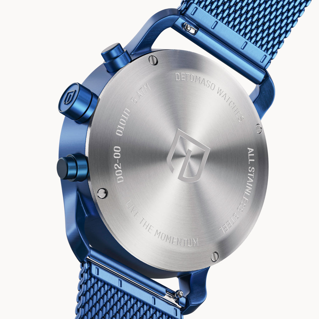 SORPASSO CHRONO MATTE BLUE - Mesh Dark Blue Brushed - Detomaso Watches