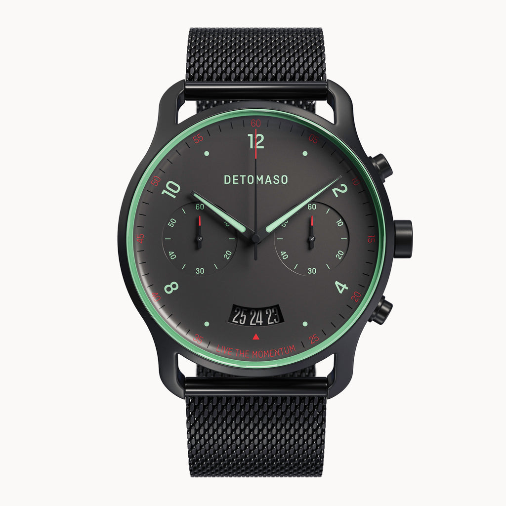 SORPASSO CHRONO GRAY MINT - Mesh Black Matte - Detomaso Watches