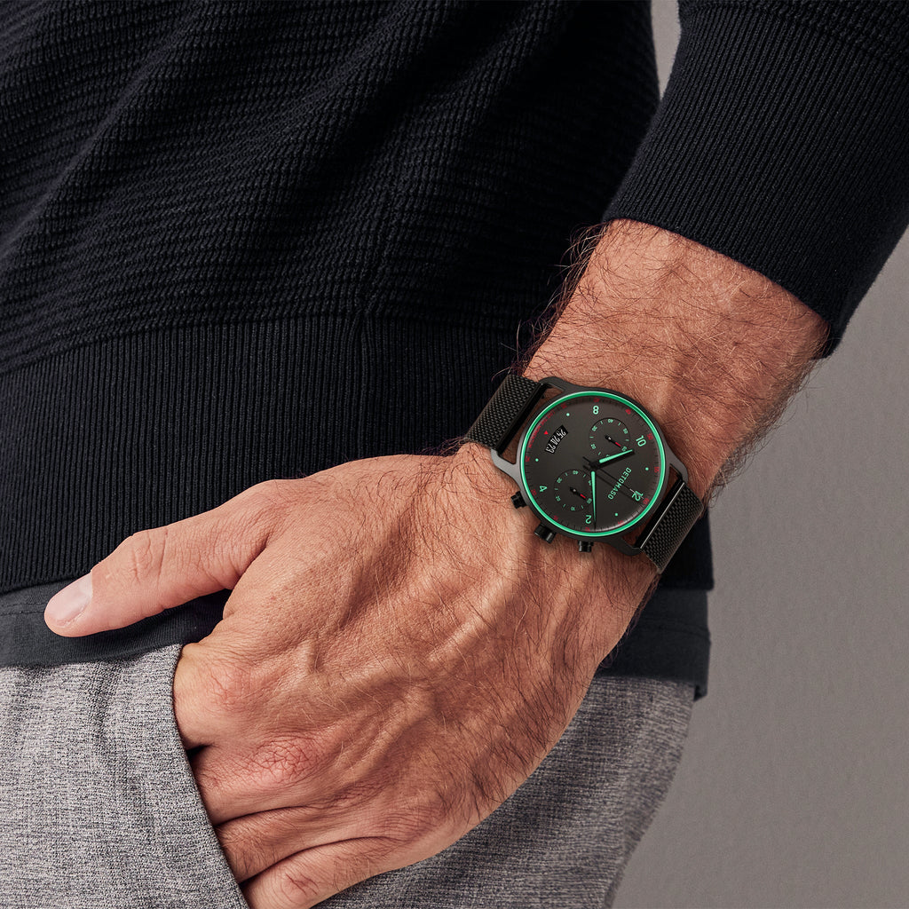 SORPASSO CHRONO GRAY MINT - Mesh Black Matte - Detomaso Watches
